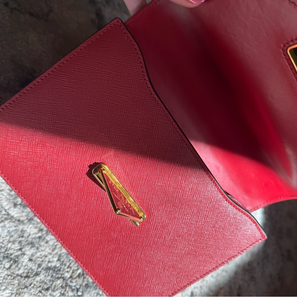 Prada Red Leather Chain Shoulder Bag - Picture 5 of 11